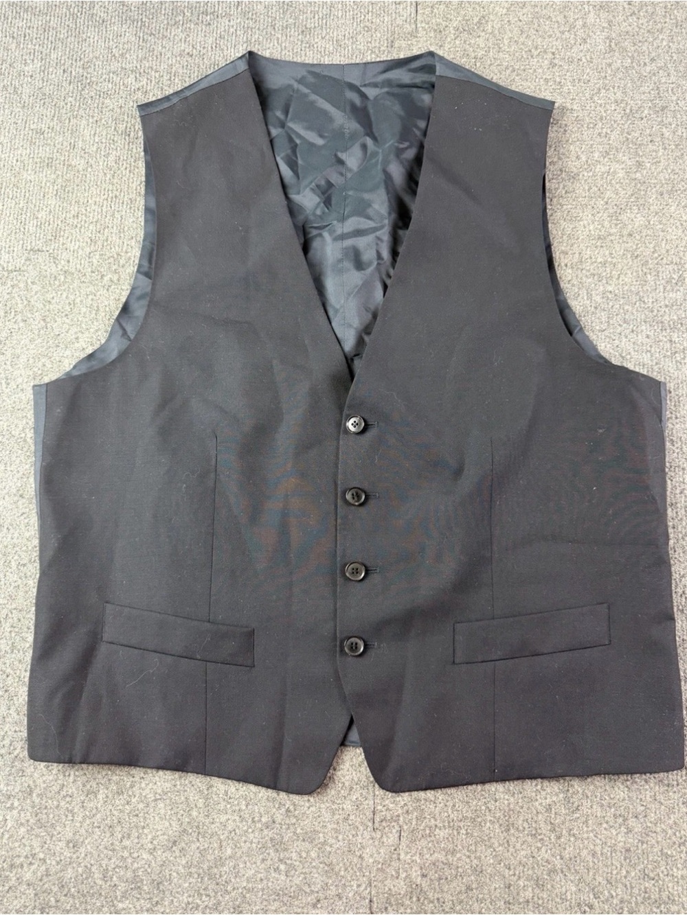 Hugo Boss Slim Mens 100% Wool Waistcoat Vest Size 38R Black